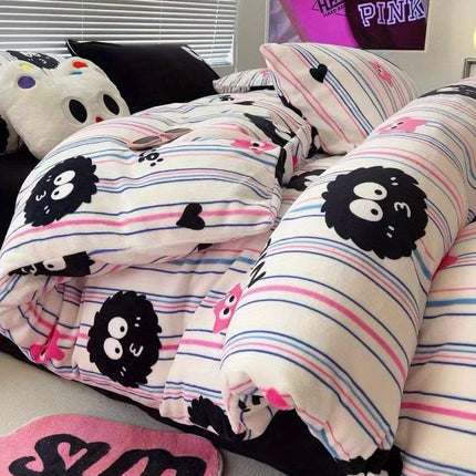 Soft Washed Cotton Bedding Four-Piece Set College Dorm Bed Sheet And Duvet Cover Three-Piece Set