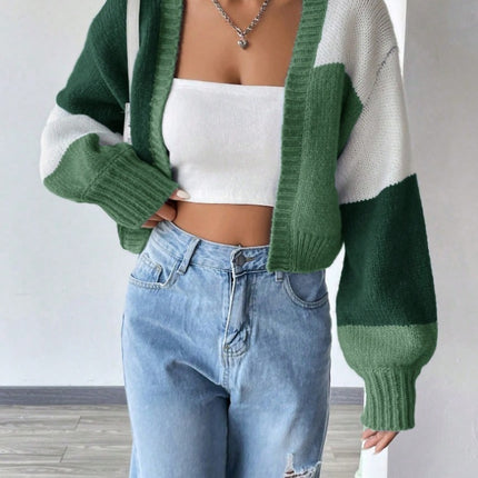 Flirla Colorblock Drop Shoulder Duster Cardigan,Long Sleeve Tops