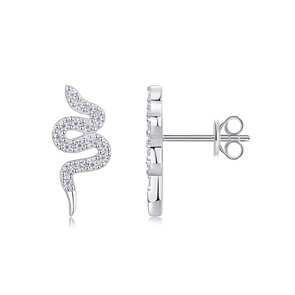 Silwer Slang Omvleg – Geset Met Topgehalte Moissaniet, Luukse En Modieuse Ligte Luukse Juweliersware, Silwer Knopoorbelle S925, Versilwerde Platinum
