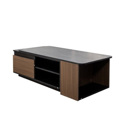 Uitskuifbare Koffietafel, Lengte Verstelbare Hout Koffietafel Met 2 Berglade Vir Sitkamer, Groot Lang Reghoekige Sentrale Tafel