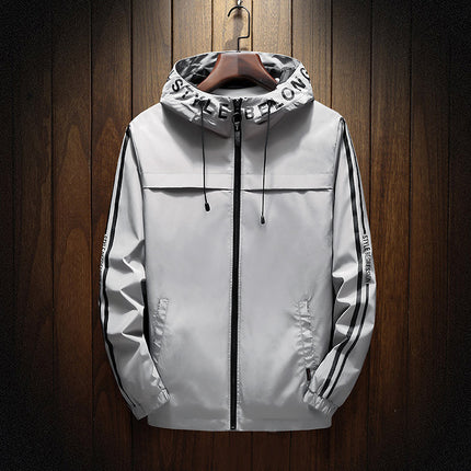 Side Seam Pockets Slim-fit Zipper All-match Stock Ordinary White Casual Hooded Jacket