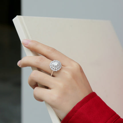 S925 Silwer Moissanite-ring Blomme Vroulik Nuwe Modieuse Ring Verstelbaar Bronring In Voorraad Generasie