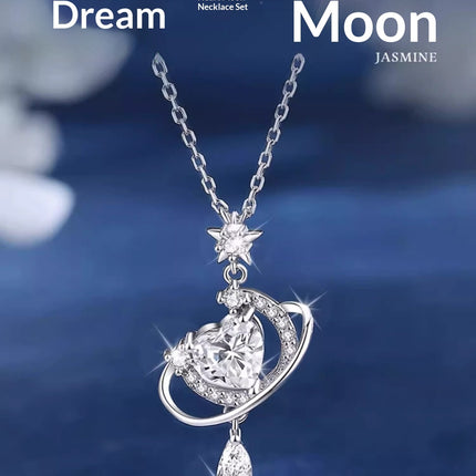 Droomagtige Ster- en Maan 999 Sterling Silwer Halssnoer Vir Vroue