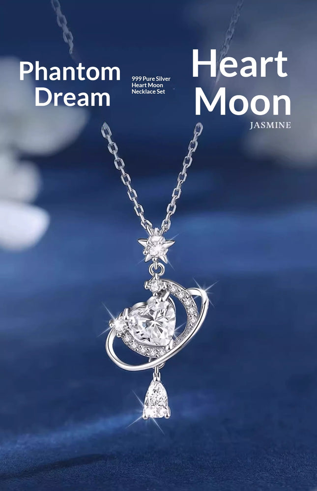 Droomagtige Ster- en Maan 999 Sterling Silwer Halssnoer Vir Vroue