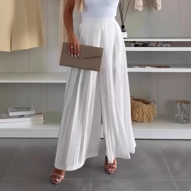 Women's Solid Color Casual Loose Pleated Skirt