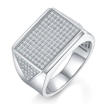 Men's Luxury And Fashionable Light Luxury Jewelry Silver Ring S925 Silver-plated Platinum Set With Top-quality Moissanite