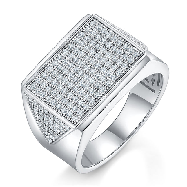 Mans luukse en modieuse ligte luukse juweliersware silwer ring S925 versilwerde platinum, besit met topgehalte moissanite