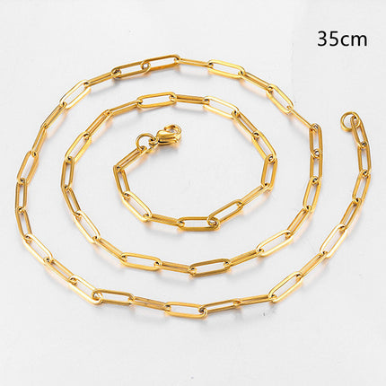 18k Gold Stainless Steel Paper Clip Clavicle Necklace Female 0 Word Chain All-match