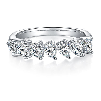 A Luxurious And Fashionable Light Luxury Jewelry Silver Ring Set With Top-quality Moissanite, S925 Silver Plated With Platinum