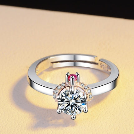 Klassieke ses-klou enkel diamantring simulasie geplateerde 18k witgoudring diamantverlowingsring