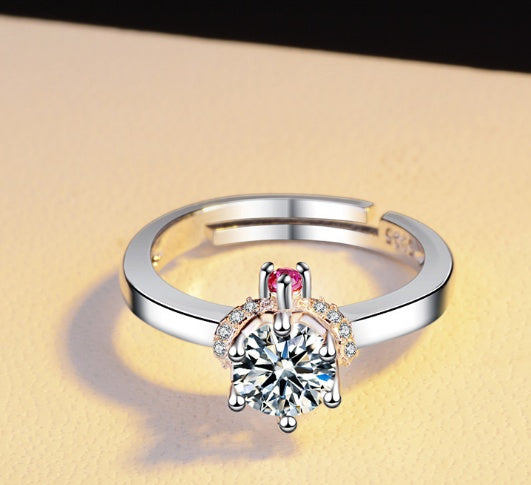 Klassieke ses-klou enkel diamantring simulasie geplateerde 18k witgoudring diamantverlowingsring