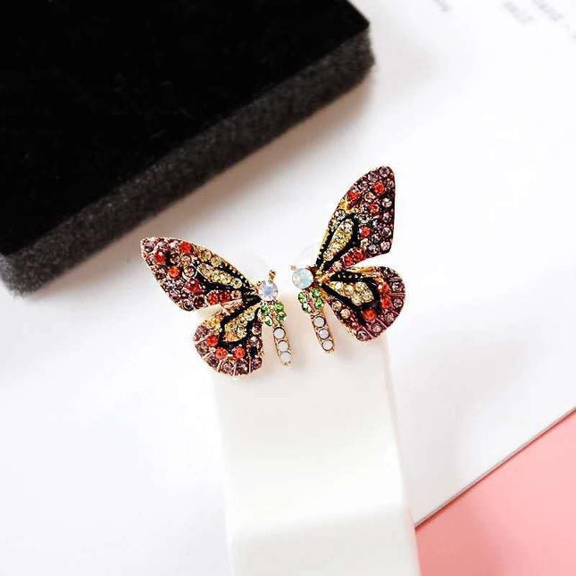 Colorful crystal butterfly earrings