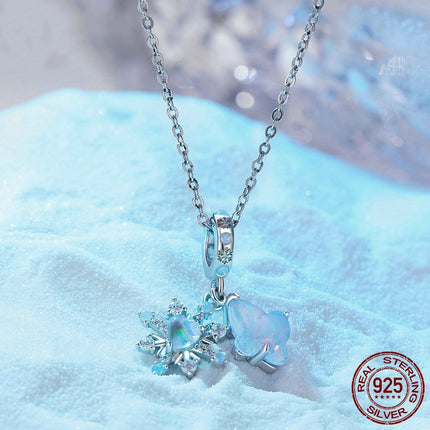 Kersfees Ys En Sneeu Vlinder Hanger S925 Sterling Silwer Krale