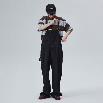 Jumpsuit Suspender Men's Business Shirt Wide Leg Pants
