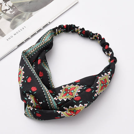 Fabric cross-knotted bow chiffon floral headband
