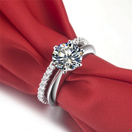 925 Silwer Vergulde Sesklou-ring Met Mossaniet Vroulike T Koolstof Diamant