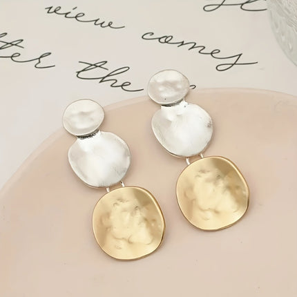 Circular Patchwork Earrings Geometric Bold Fashionable And Minimalist