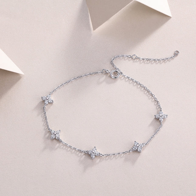 Met Topgehalte Moissanite Geset, Is Hierdie Luukse En Modieuse Ligte Luukse Juweliersware Silwer Armband Gemaak Van S925 Silwer Geëlektroplateer Met Platinum