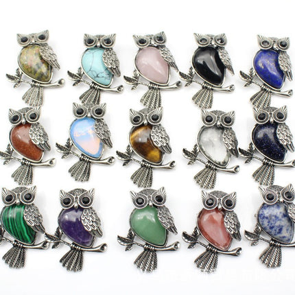 DIY Alloy Owl Brooch Jewelry With Crystals
