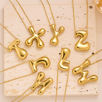 Nuwe Titaanstaal 18K Goudgeplateerde 26-Letter Halsketting Vir Vroue