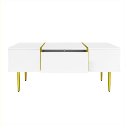 Wit Hoogglans Koffietafel, Modern En Eenvoudig, Met 2 Laaie