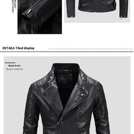 Trendy Leather Jacket Men's Fleece-lined PU Jacket