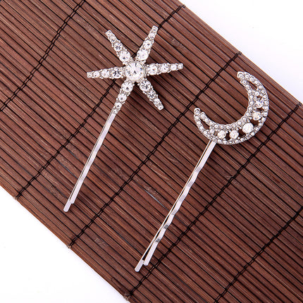 Long stars and moon hair clips