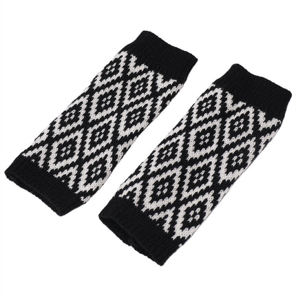 Colorblock Diamond Fingerless Wool Cycling Gloves