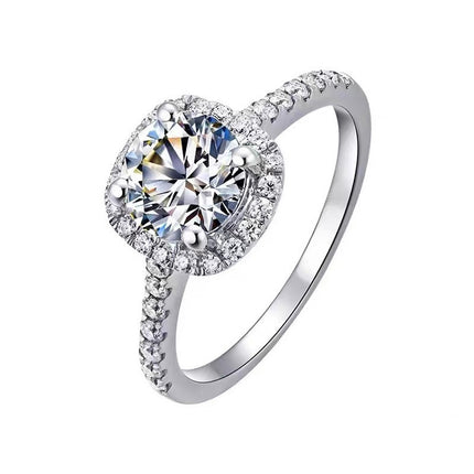Klassieke Klein Vierkant Suiker Een-karaat Gesimuleerde Diamantring