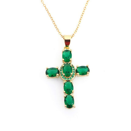 Fashionable Personalized Cross Pendant With Colorful Zircon