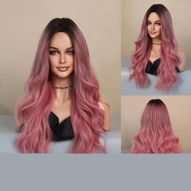 Wig Dames Lang Krulhare Middellengte Kop Gekleur
