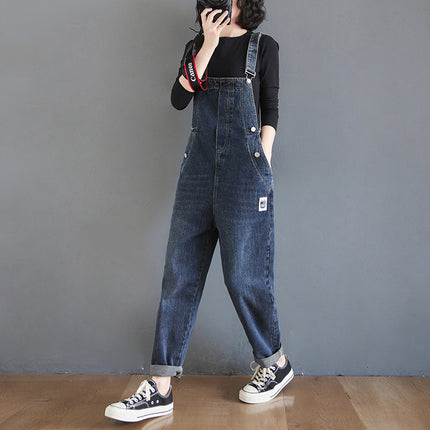Women's Loose Ninth Plus Size Denim Overalls