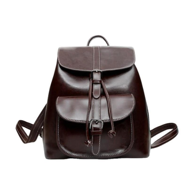 Korean Style Cowhide Pocket Pull-belt Backpack