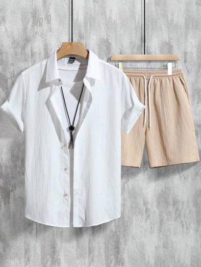 Men's Casual Hawaiian 3D Printed Short Sleeve Shirt Outfit