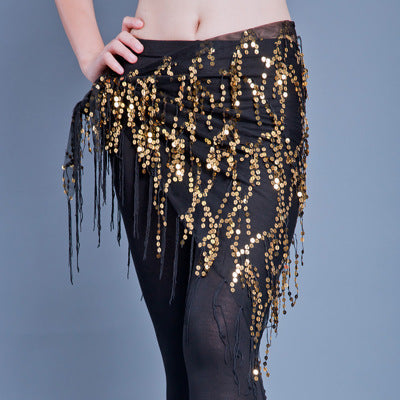 Belly Dance Sequins Tassel Triangle Waist Scarf