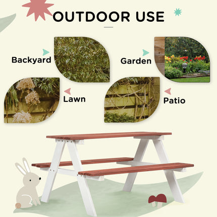 Kinders Piekniektafelstel, Hout Tafel- en Bankstel, Kinders Patio Meubels Buitenspeelgoed vir Tuin, Agterplaas, Ouderdom 3-8 Jaar Oud, Bruin