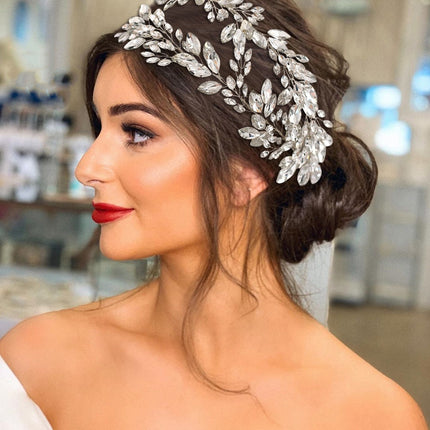 Kreatief-gevormde Strass Bruids Hoofbedekking Haarband Trourok Haarstyl Juweliersware