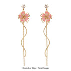 Resin Ear Studs Pink Flower