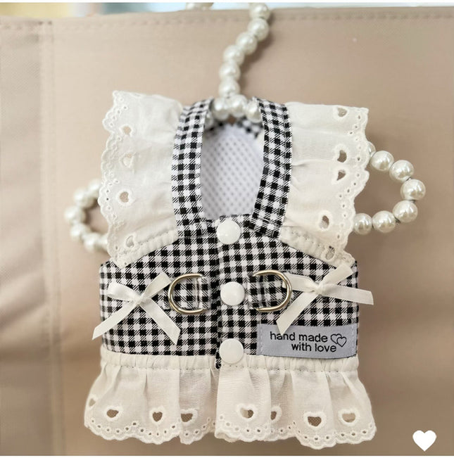 Thin Chest And Back Pet Dog Cat Clothes Traction Pastoral Skirt