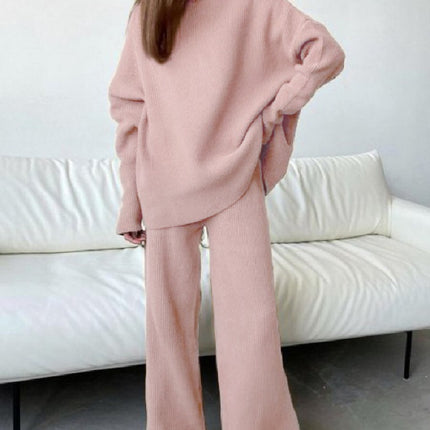 Long Sleeve Wide Leg Pants Fashion Loose High Collar