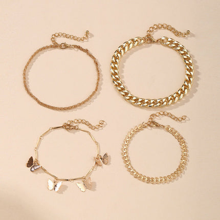 Kwast Vlinder Hanger Ketting Enkelbandjie Stel 4-stuk Stel