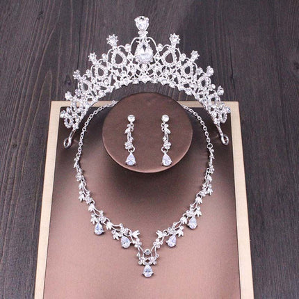 Bruids Rhinestone Kroon Halsnoer Stel Trou Bykomstighede