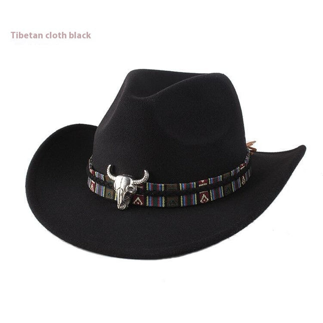 European And American Style Woolen Cowboy Hat Men's Lady Couple Ethnic Style Curling