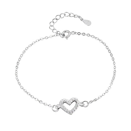 S925 Sterling Silwer Diamant Liefdesenkelbandjie
