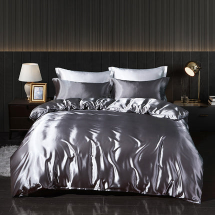Solid Color Double-sided Silk Four-piece Set Silkworm Silk Satin Bed Sheet Quilt Cover