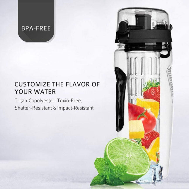 32Oz Vrugte-infuseerder Waterbottel BPA-vrye plastiek sport-vrugte-infuseerder waterbottels met infuseerder sapskud-drinkbottel water