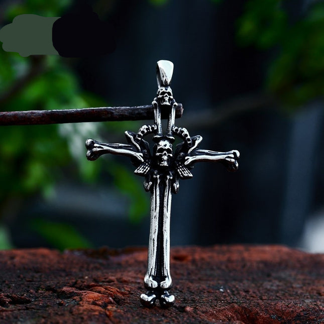 Simple And Versatile Stainless Steel Bone Cross Pendant