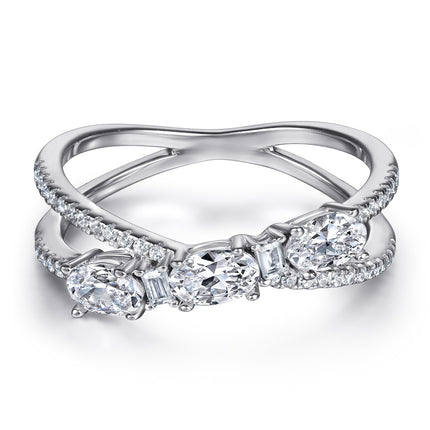 Ringe 925 Silwer Draaiende Kruis Denier Sirkoon Ring Vroue Trou Verloofring