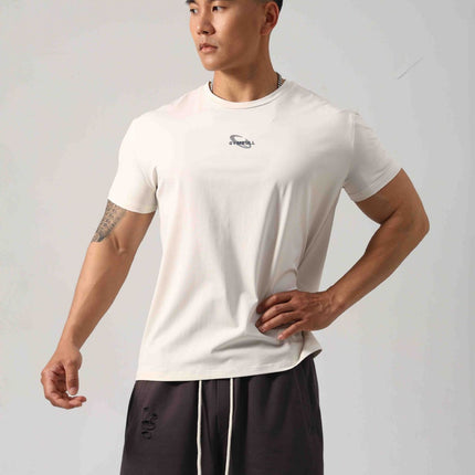 Men's Short Sleeve New Small Neckline Show Muscle Sports Fitness Short Sleeve
