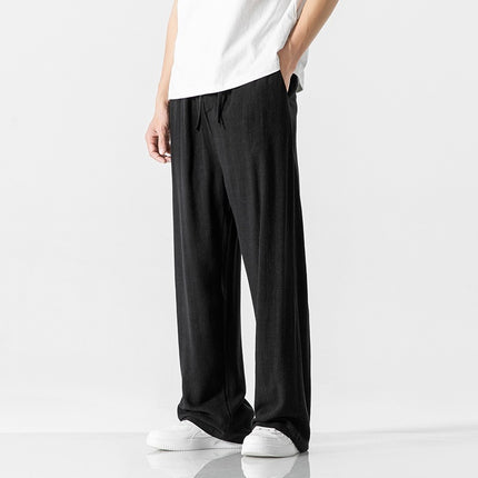 Linen Pants Men's Summer Loose Straight Casual Trousers